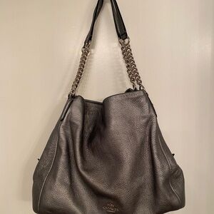 Coach Metallic Gray Leather Shoulder Bag (SOLD)